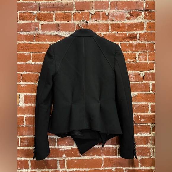 Proenza Schouler Black Wool Double Breasted Asymmetrical Blazer Size 8 - Picture 6 of 10